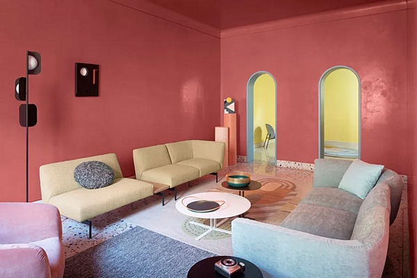 Sectional fabric sofa with soft back Saba Rendez Vous factory SABA from Italy. Foto №7