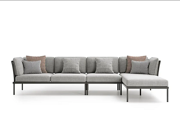 Modular garden sofa with chaise longue in fabric Atmosphera Flash factory ATMOSPHERA from Italy. Foto №1