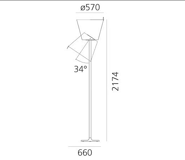 Halogen Floor Lamp Adjustable Satin Artemide Melampo Mega 0577020A, 0577010A factory Artemide from Italy. Foto №2