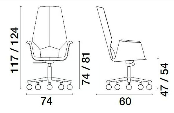 Swivel height adjustable leather executive chair Fosca big tall FASEM FOSCA BIG TALL ABW factory FASEM from Italy. Foto №12