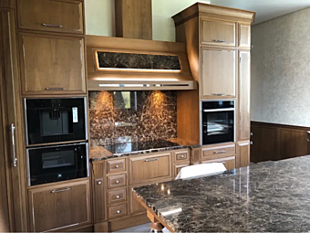 Custom Walnut Kitchen with Handles Martini Interiors Essenza Bulgaria Custom Walnut Kitchen with Handles Martini Interiors Essenza Bulgaria factory MARTINI INTERIORS from Italy