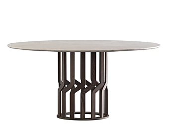 Round ash table with marble top Potocco Intreccio 950 TC Fix 950/TC-FIX