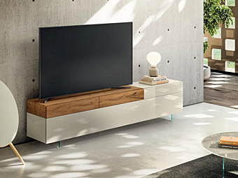 Wood and glass TV cabinet with drawers LAGO 36E8 2657 2657 factory LAGO from Italy