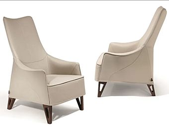Bergere leather armchair with armrests GIORGETTI Mobius factory GIORGETTI from Italy