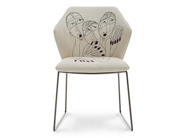 Upholstered fabric sled base chair New York Saba Marras factory SABA from Italy. Foto №2