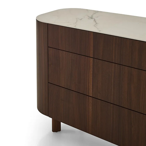 Chest of drawers in walnut with marble effect stoneware top LIGNE ROSET Parabole factory LIGNE ROSET from Italy. Foto №2