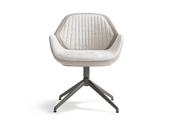 Easy chair with leather and fabric upholstery GIORGETTI Calathea
