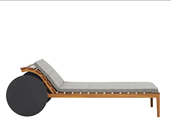 Recliner sun lounger with castors iroko Potocco Suno 895 D 895/D-RECL factory POTOCCO from Italy