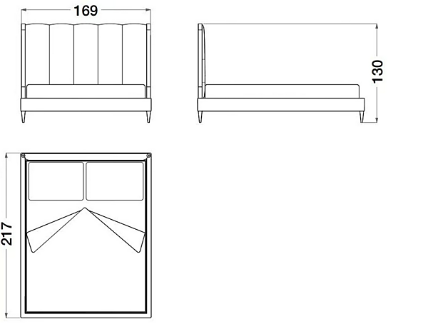 Nabuk bed with upholstered headboard Sesto Senso CPRN HOMOOD S503-S504-S505, BS103-BS104-BS105 factory CPRN HOMOOD from Italy. Foto №3