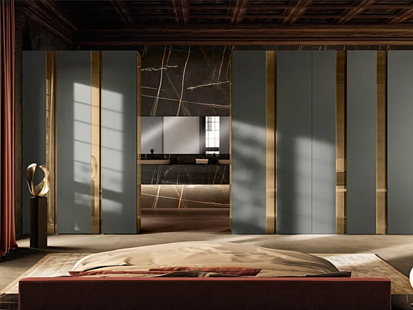 Sectional wardrobe in wood with Groove design LAGO 1161 factory LAGO from Italy. Foto №1