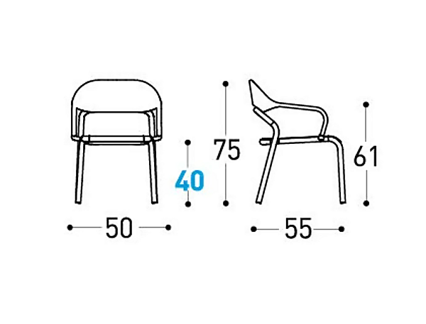 Stackable aluminium chair with armrests VARASCHIN Noss 2450 factory VARASCHIN from Italy. Foto №27