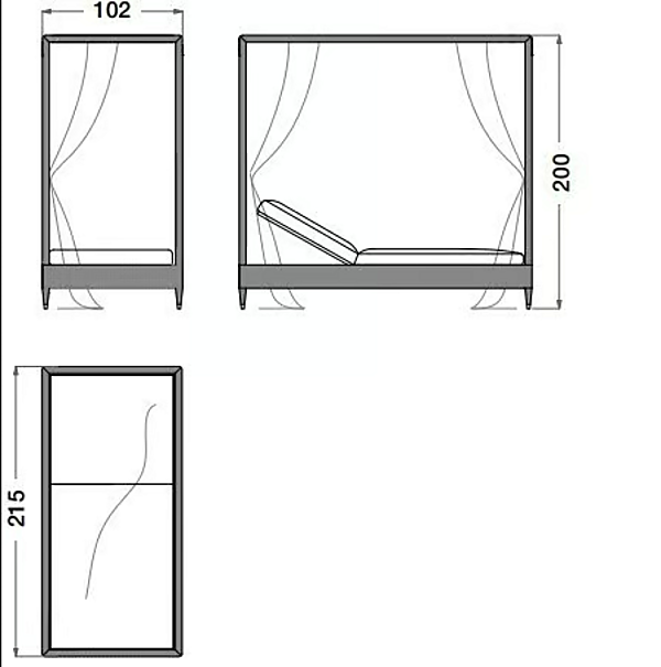 Wooden and Fabric Recliner Garden Bed with Canopy CPRN HOMOOD OD1004, OD1005 factory CPRN HOMOOD from Italy. Foto №3