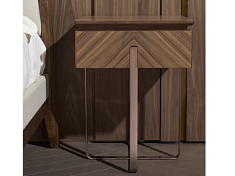 Rectangular walnut bedside table with drawers ARTE BROTTO Leonardo L114N M L114N/M factory Arte Brotto from Italy