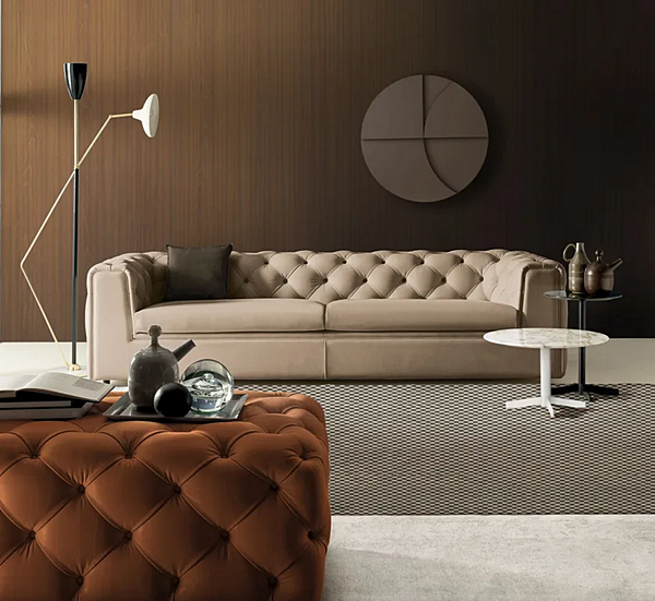 Round coffee table with leather top Oyster I 4 Mariani factory i 4 Mariani from Italy. Foto №2