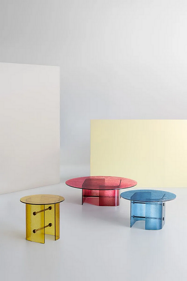 Round glass coffee table Potocco Double L Glaze 952 TVHC 50 952/TVHC-50 factory POTOCCO from Italy. Foto №2