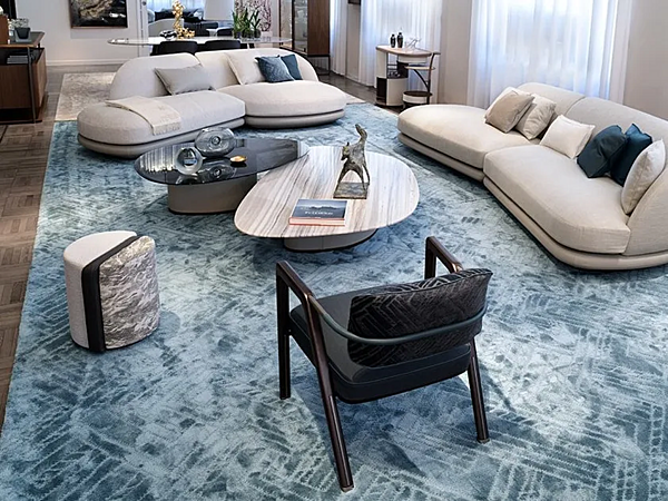 Easy chair with armrests in leather and fabric GIORGETTI Elsa factory GIORGETTI from Italy. Foto №7