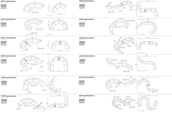 Curved modular fabric garden sofa with soft back VARASCHIN Circle Belt 221 factory VARASCHIN from Italy. Foto №14