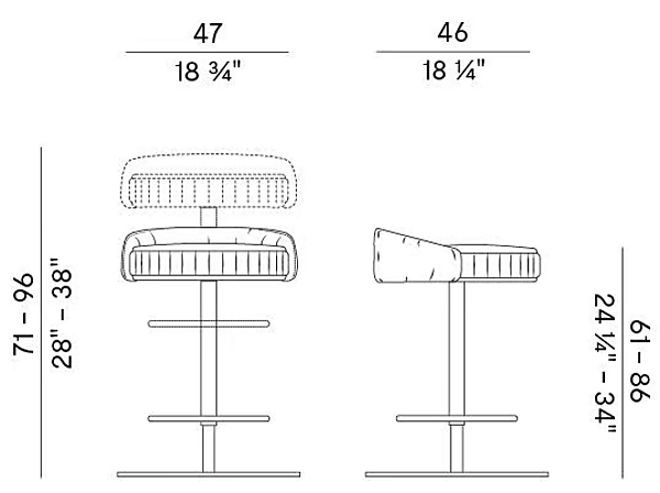 Swivel leather stool with gas lift Potocco Plisse 929 A Gas 929/A-GAS factory POTOCCO from Italy. Foto №4