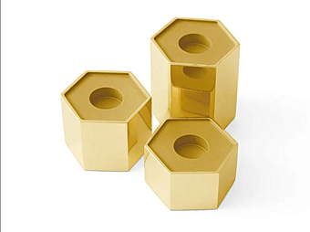 Brass Hexagonal Candle Holder Gallotti&Radice factory Gallotti & Radice from Italy