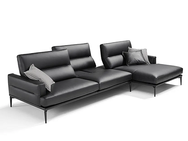 3-seater leather sofa with chaise longue Egoitaliano Feng factory Egoitaliano from Italy. Foto №1