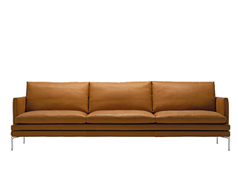 Leather sofa with upholstered back ZANOTTA William 1330