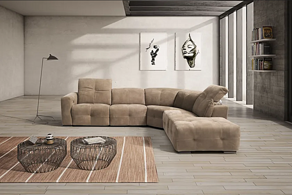 Corner leather sofa with electric motion Egoitaliano Sauvanne factory Egoitaliano from Italy. Foto №4