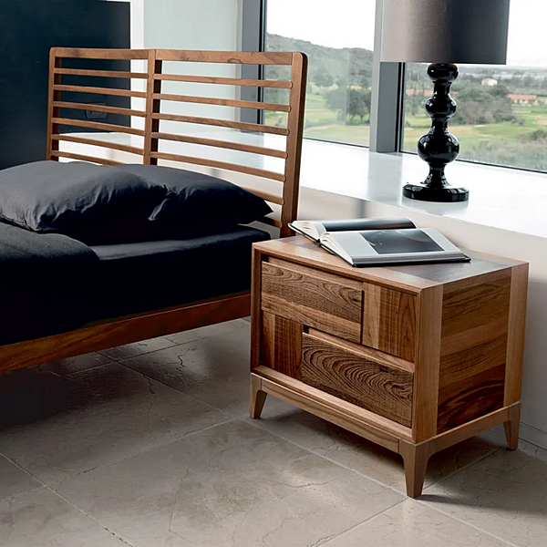 Rectangular walnut bedside table with drawers DALE Trama e Ordito M 120 factory DALE from Italy. Foto №2