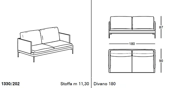 Leather sofa with upholstered back ZANOTTA William 1330 factory ZANOTTA from Italy. Foto №19