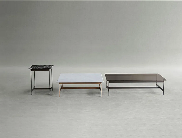 Square metal coffee table with marble top Potocco Little T 878 TQ 50 878/TQ-50 factory POTOCCO from Italy. Foto №2