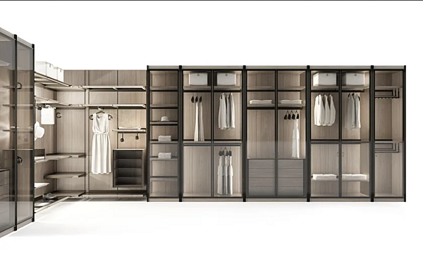 Corner Sectional Ash Walk-in Wardrobe with Integrated Lighting GIORGETTI Miyabi factory GIORGETTI from Italy. Foto №3