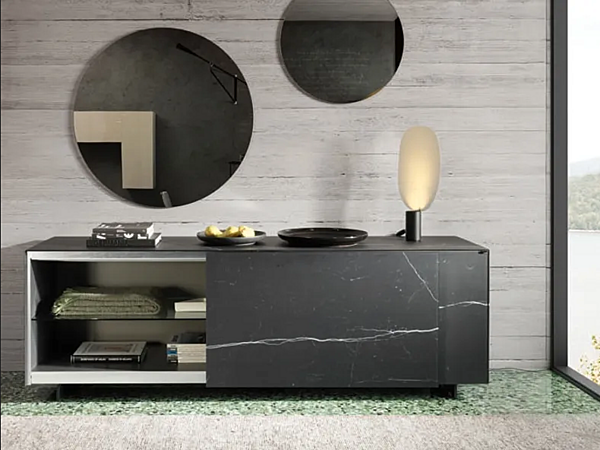 Glass sideboard with sliding doors LAGO Plenum XGlass 0833 factory LAGO from Italy. Foto №2