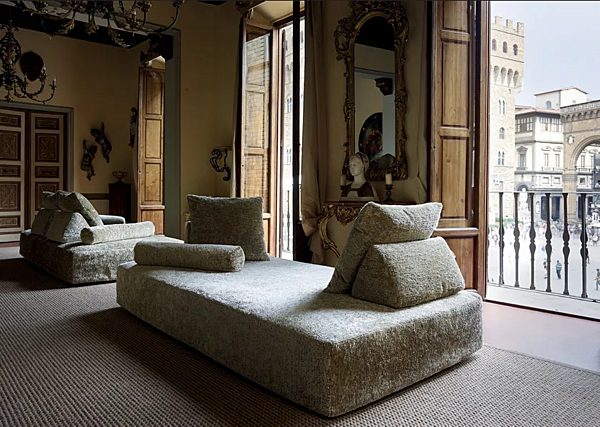 Two-seater fabric sofa with soft back Edra Sherazade factory EDRA from Italy. Foto №6
