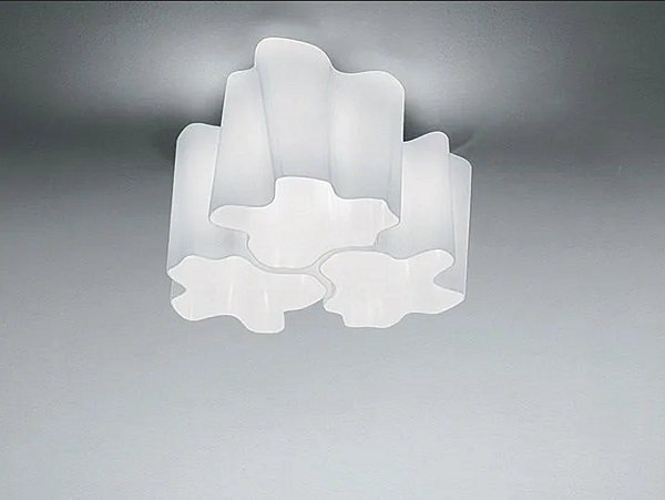 Halogen ceiling lamp made of blown glass Logico 3x120 Artemide 0458020A/0693020A/0645020A/0458010A factory Artemide from Italy. Foto №2