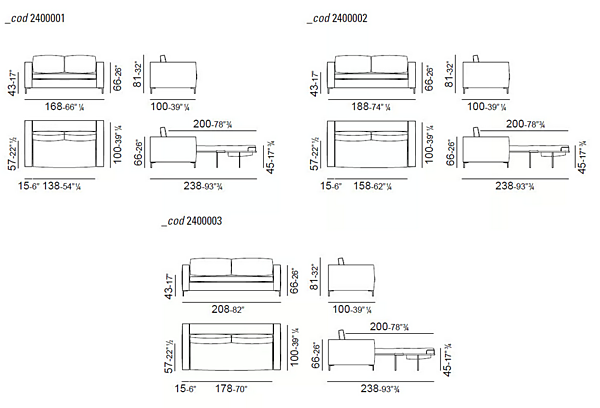 Sofa bed in leather or fabric VIBIEFFE 2400 Happy factory VIBIEFFE from Italy. Foto №4