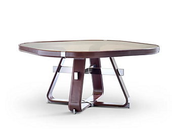 Square dining table in tanned leather by FASEM Antimo