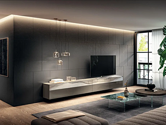 Glass TV cabinet with drawers LAGO Materia 2153 2153 factory LAGO from Italy