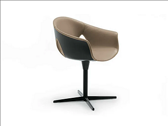 Leather chair with armrests and 4 spoke base POLTRONA FRAU Ginger Ale factory POLTRONA FRAU from Italy