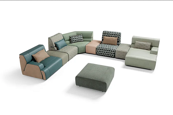 Sectional sofa in leather and fabric Egoitaliano Babouche factory Egoitaliano from Italy. Foto №3