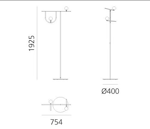 LED floor lamp in brass Yanzi Artemide 1102010A factory Artemide from Italy. Foto №7