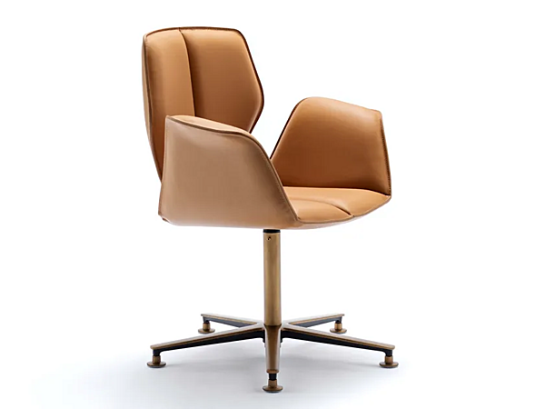 Swivel leather office chair with armrests 5 spoke base FASEM Fosca Big FOSCA BIG ABF factory FASEM from Italy. Foto №7