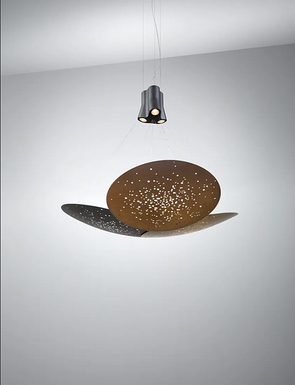 LED pendant lamp metal Lens F46 3x Fabbian factory Fabbian from Italy. Foto №2