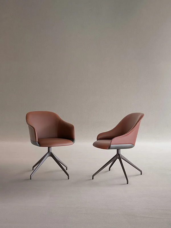 Swivel leather chair with armrests Potocco LYZ 918 G 918/G factory POTOCCO from Italy. Foto №2