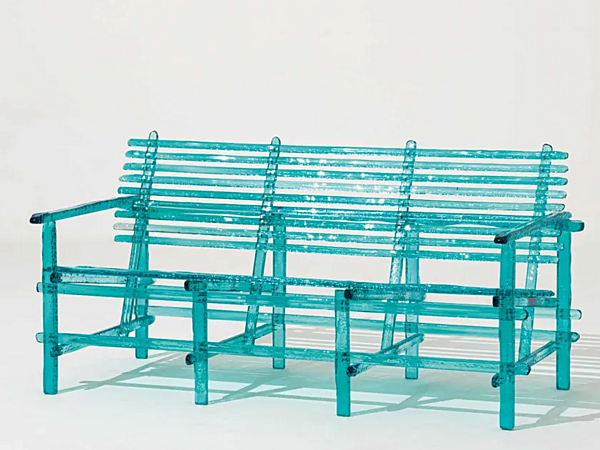 Polycarbonate outdoor bench with back A Mare Edra AMR030 factory EDRA from Italy. Foto №1
