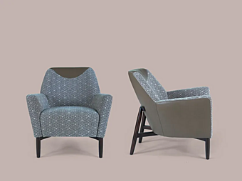 Armchair with armrests in leather and fabric by Borzalino Eve Plus EUEVPOLT-FRAS, EUEVPOLT-NOCE Armchair with armrests in leather and fabric by Borzalino Eve Plus EUEVPOLT-FRAS, EUEVPOLT-NOCE factory Borzalino from Italy