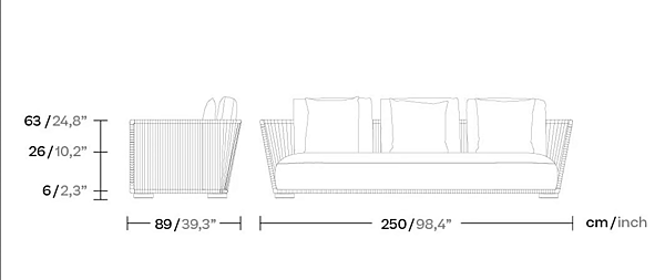 Three-Seater Fabric Garden Sofa Grand Bitta KETTAL KS7003200 factory KETTAL from Italy. Foto №3