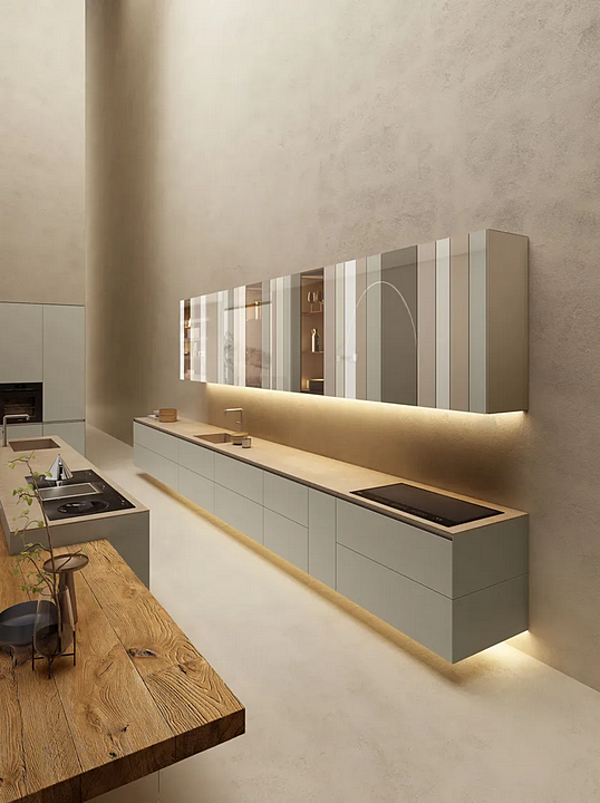 Wood and glass kitchen with island LAGO N O W factory LAGO from Italy. Foto №4