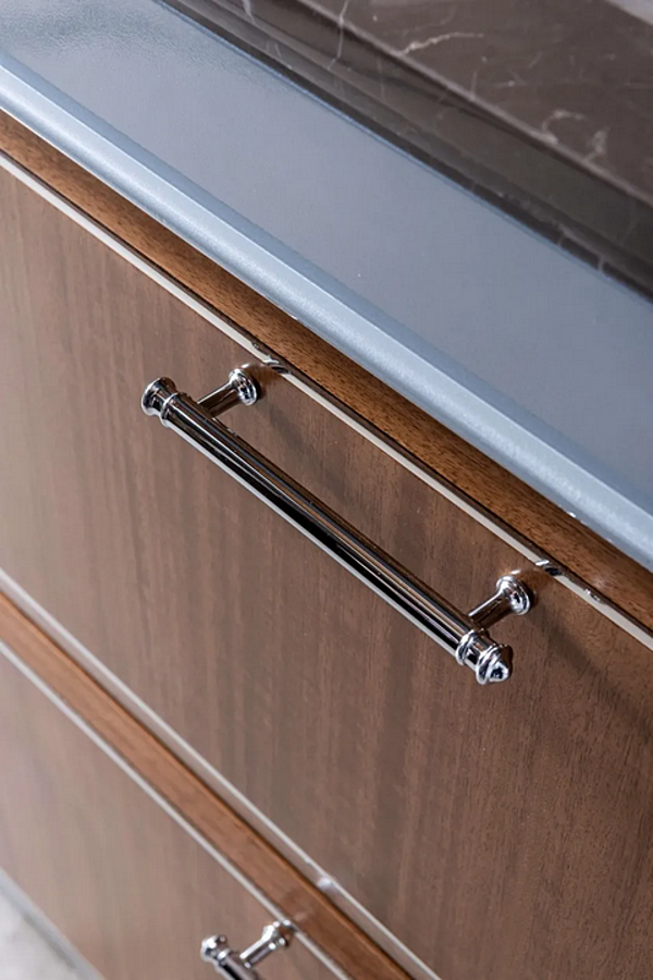 Custom Eucalyptus Kitchen with Handles and Peninsula Martini Interiors Essenza Numero5 factory MARTINI INTERIORS from Italy. Foto №19