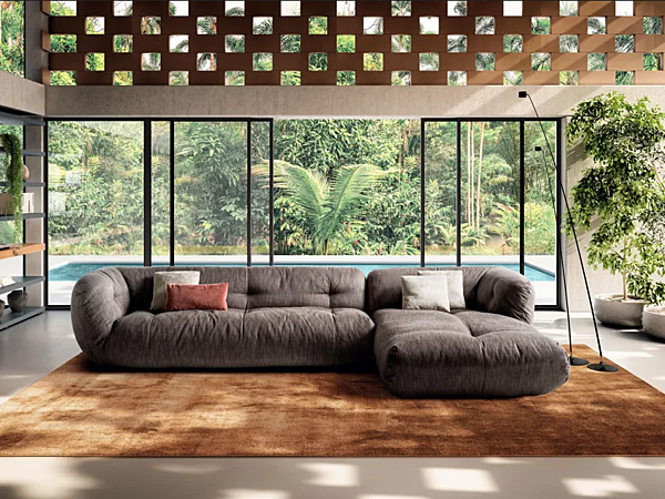 Fabric sofa with chaise longue LAGO Happening 1485 factory LAGO from Italy. Foto №1