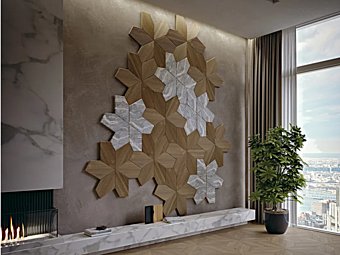Tridimensional wooden and marble boiserie Azalea 3D ARTE BROTTO Tridimensional wooden and marble boiserie Azalea 3D ARTE BROTTO factory Arte Brotto from Italy