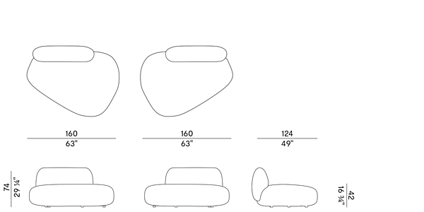 Modular fabric sofa with soft back Potocco Jade 953 D 953/D factory POTOCCO from Italy. Foto №14